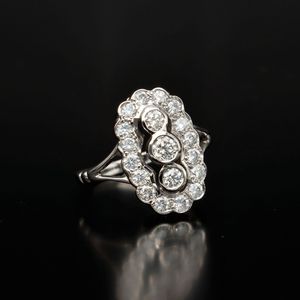 14ct White Gold Art Deco Style Diamond Ring