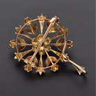 Antique Victorian 9ct Yellow Gold Brooch With Pearl Decoration