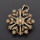 Antique Victorian 9ct Yellow Gold Brooch With Pearl Decoration