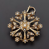 Antique Victorian 9ct Yellow Gold Pendant/Brooch With Pearl Decoration