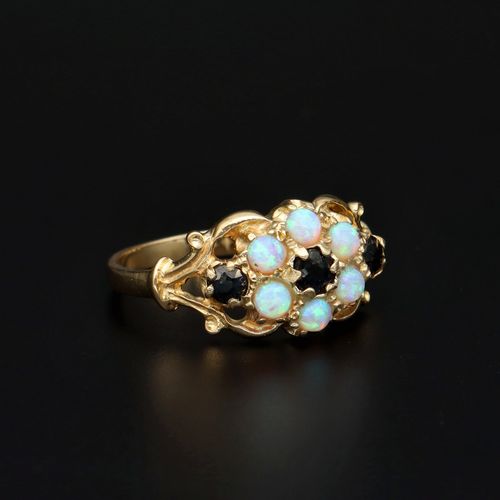 Victorian Style Opal and Sapphire ring image-1