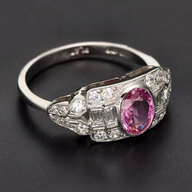 Platinum Pink Sapphire and Diamond Ring