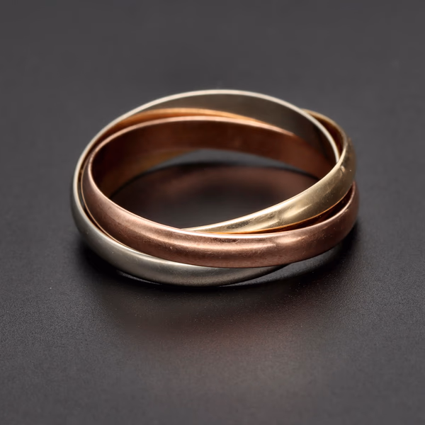 9ct Tri Colour Gold Triple Wedding Band