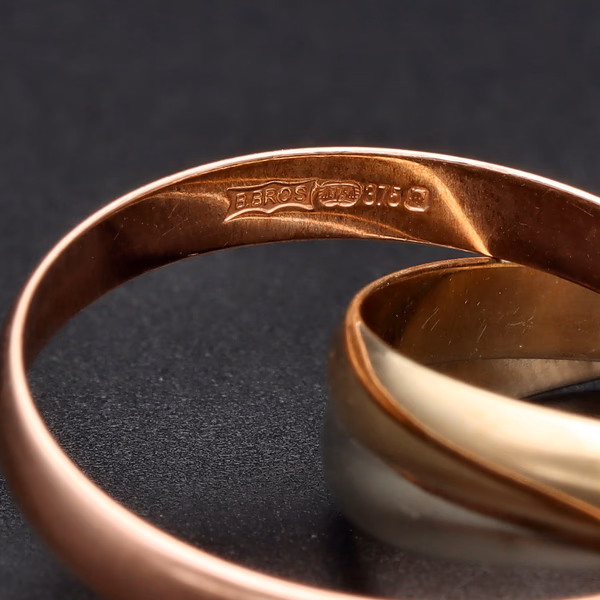 9ct Tri Colour Gold Triple Wedding Band