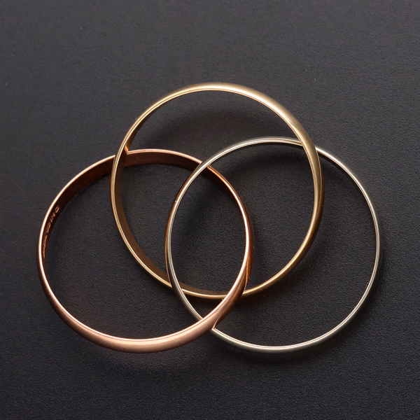 9ct Tri Colour Gold Triple Wedding Band
