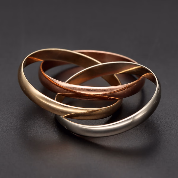 9ct Tri Colour Gold Triple Wedding Band