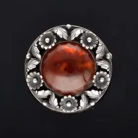 Niels Erik Silver and Amber Brooch