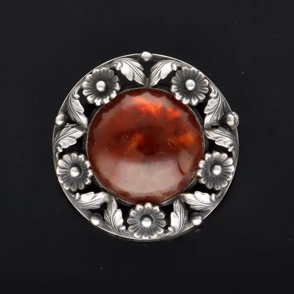 Niels Erik Silver and Amber Brooch