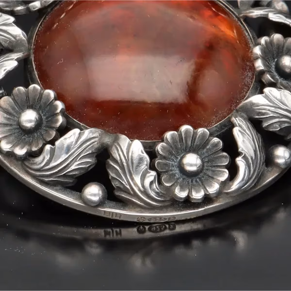 Niels Erik Silver and Amber Brooch