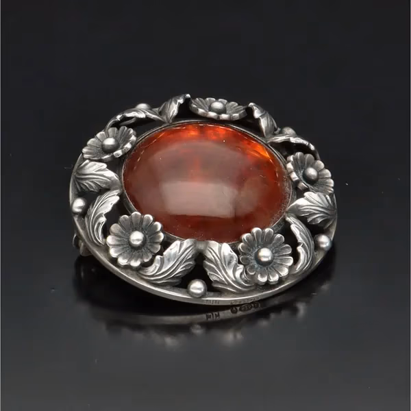 Niels Erik Silver and Amber Brooch