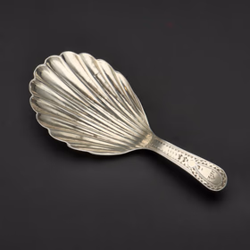 Antique George III Sterling Silver Shell Tea Caddy Spoon