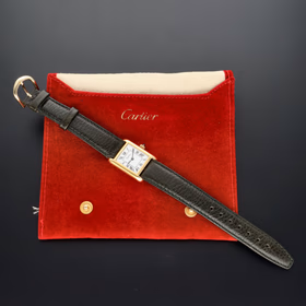 Cartier Tank Française Silver & Gold-Plated Watch With Green Strap
