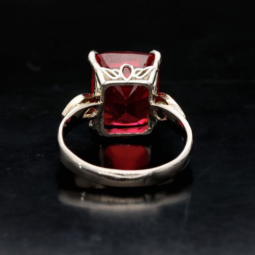 Platinum Chatham Ruby and Diamond Ring image-5