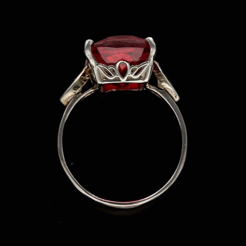 Platinum Chatham Ruby and Diamond Ring image-6