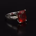 Platinum Chatham Ruby and Diamond Ring
