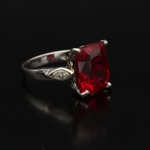 Platinum Chatham Ruby and Diamond Ring