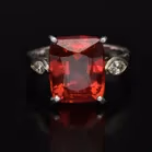 Platinum Chatham Ruby and Diamond Ring