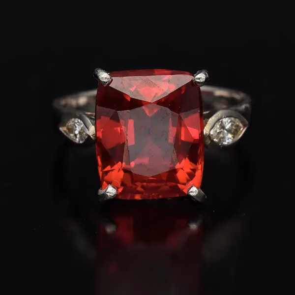 Platinum Chatham Ruby and Diamond Ring