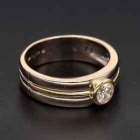 18ct Two Tone Gold Diamond Solitaire Ring