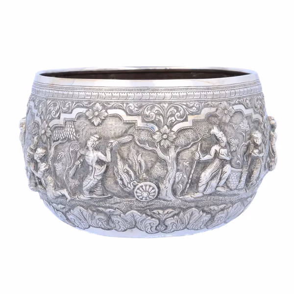 19th Century Burmese Silver Thabeik Bowl