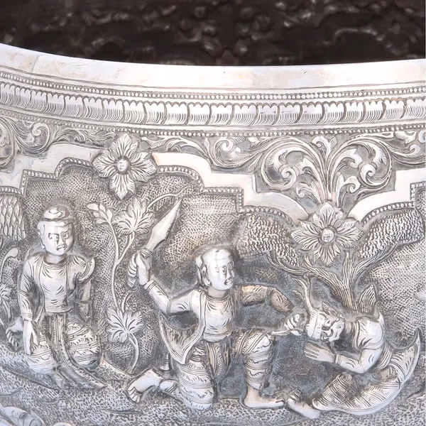 19th Century Burmese Silver Thabeik Bowl