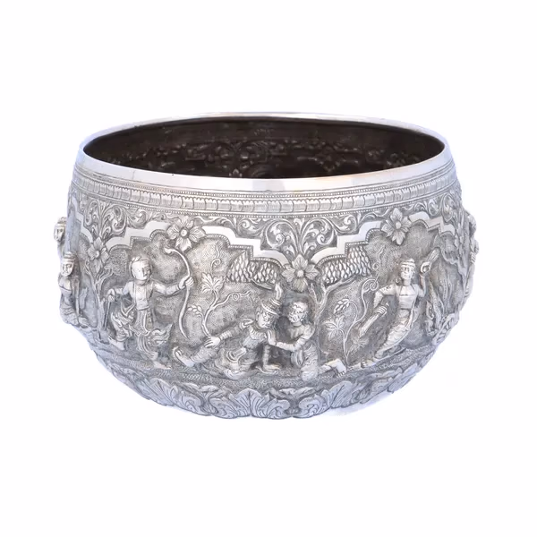 19th Century Burmese Silver Thabeik Bowl