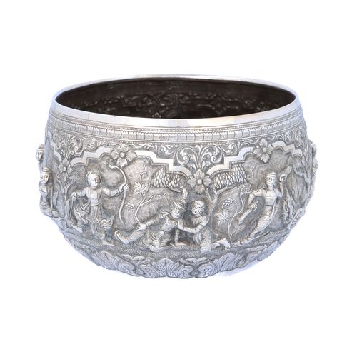 19th Century Burmese Silver Thabeik Bowl image-1