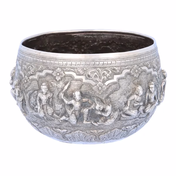 19th Century Burmese Silver Thabeik Bowl