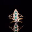 360° view of The Vintage 1990 Emerald And Diamond Navette Ring