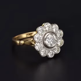 18ct Yellow Gold & Platinum Diamond Ring