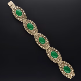 Chinese Silver and Jade Bracelet