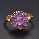 9ct Gold Amethyst Cluster Ring