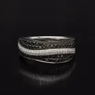 18ct White Gold Black and White Diamond Band Ring