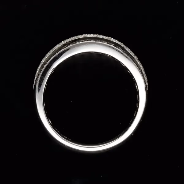 18ct White Gold Black and White Diamond Band Ring
