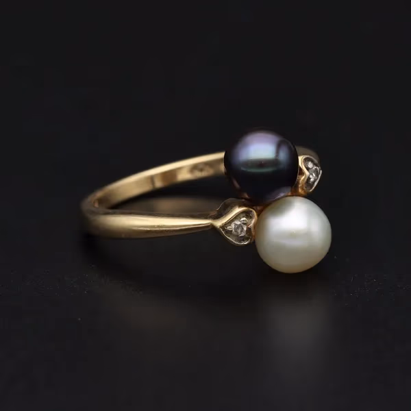 Gold Diamond & Cultured Pearl Ring