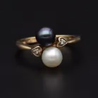 Gold Diamond & Cultured Pearl Ring