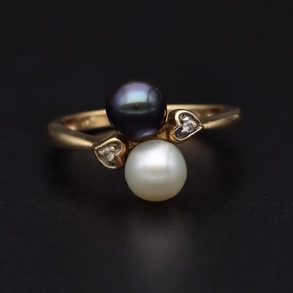 Gold Diamond & Cultured Pearl Ring