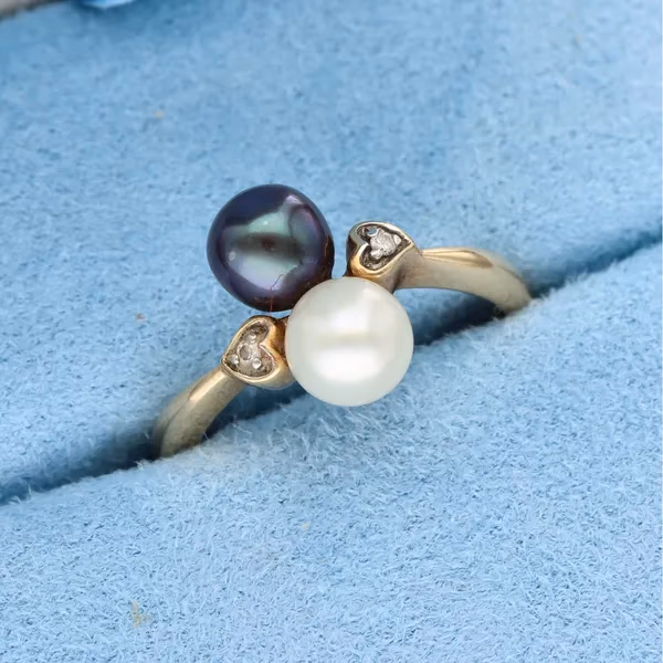 Gold Diamond & Cultured Pearl Ring