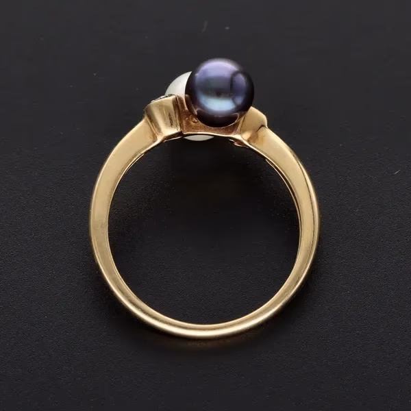 Gold Diamond & Cultured Pearl Ring