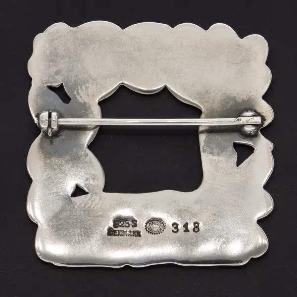 Danish Sterling Silver Fawn and Squirrel Brooch