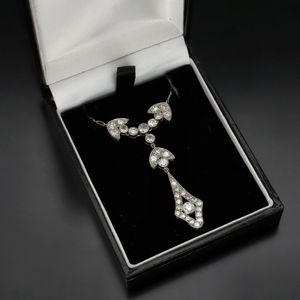 Platinum Art Deco Old Cut Diamond Necklace