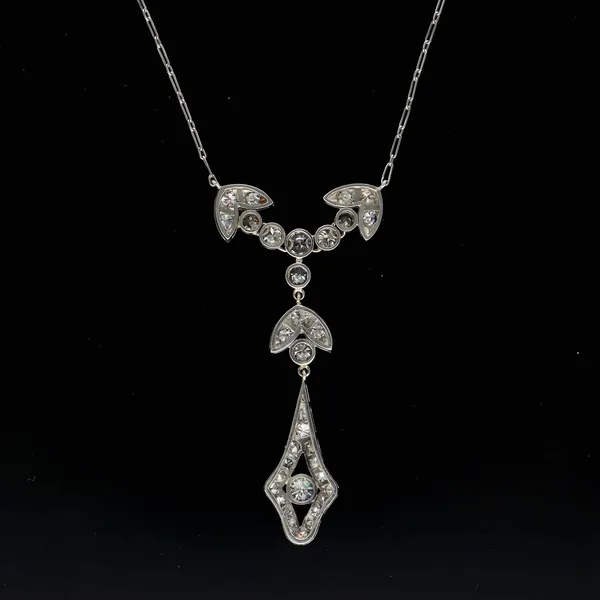 Platinum Art Deco Old Cut Diamond Necklace