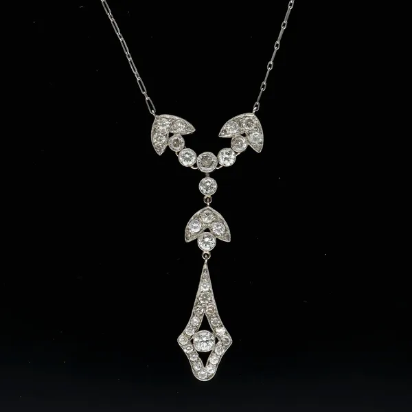 Platinum Art Deco Old Cut Diamond Necklace