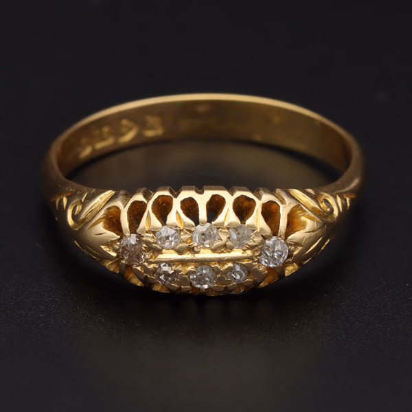 Heavy Antique 18ct Gold Old Cut Diamond Cluster Ring