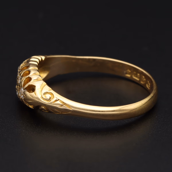 Heavy Antique 18ct Gold Old Cut Diamond Cluster Ring
