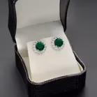 18ct White Gold Synthetic Emerald Earrings