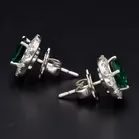 18ct White Gold Synthetic Emerald Earrings