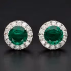 18ct White Gold Synthetic Emerald Earrings