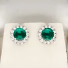 18ct White Gold Synthetic Emerald Earrings