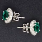 18ct White Gold Synthetic Emerald Earrings